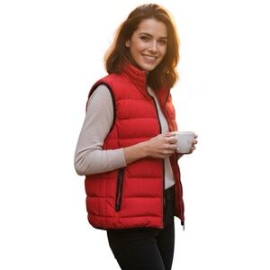 Sleeveless Puffer Jacket Red Women’s Size Small Front Zip